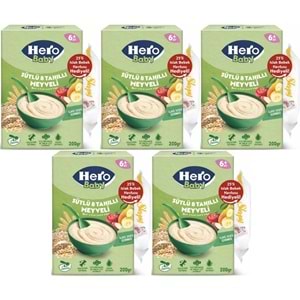 Hero Baby Kaşık Maması 200GR Sütlü 8 Tahıllı Meyveli + Islak Mendil Hediye (5 Li Set)