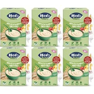 Hero Baby Kaşık Maması 200GR Sütlü 8 Tahıllı Meyveli + Islak Mendil Hediye (6 Lı Set)