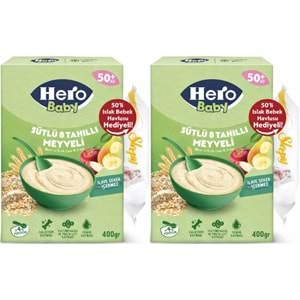Hero Baby Kaşık Maması 400GR Sütlü 8 Tahıllı Meyveli + Islak Mendil Hediye (2 Li Set)