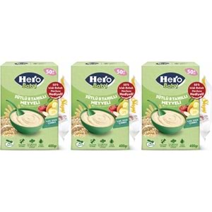 Hero Baby Kaşık Maması 400GR Sütlü 8 Tahıllı Meyveli + Islak Mendil Hediye (3 Lü Set)