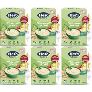 Hero Baby Kaşık Maması 400GR Sütlü 8 Tahıllı Meyveli + Islak Mendil Hediye (6 Lı Set)