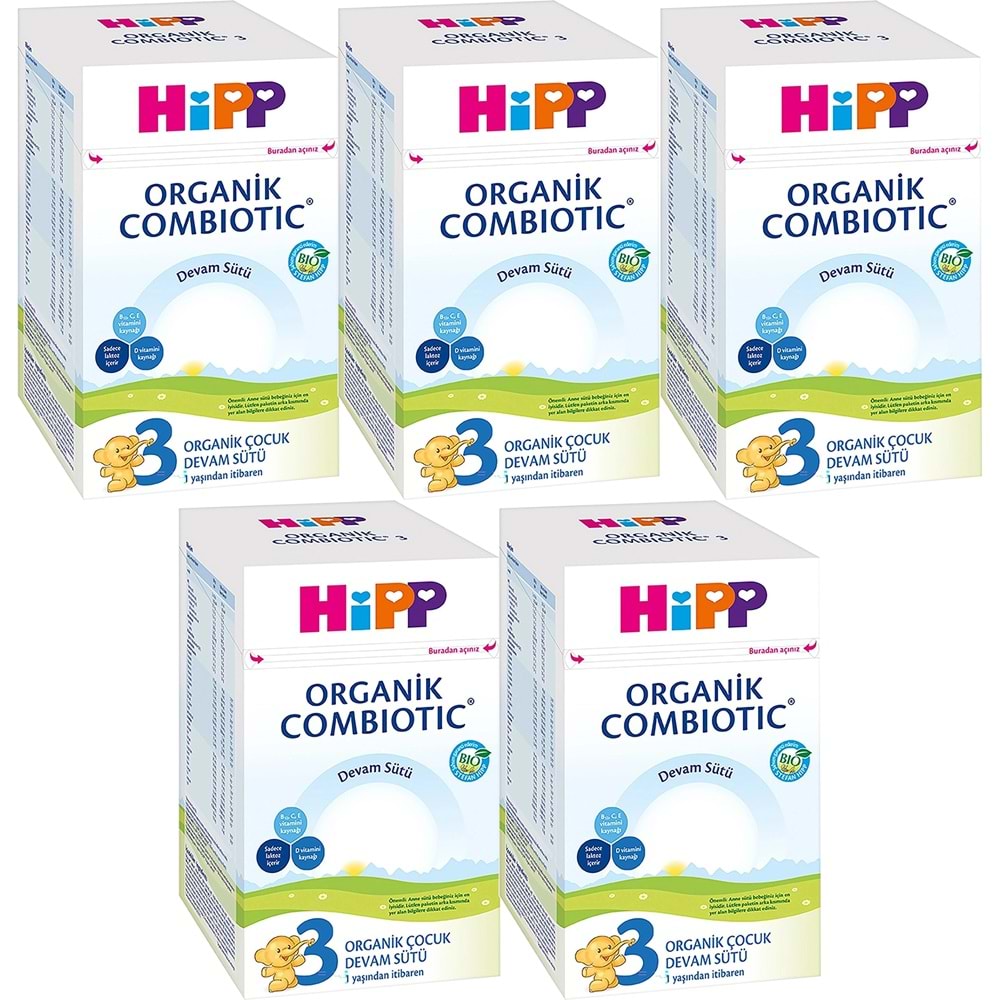Hipp Organik Combiotic Bebek Devam Sütü 800GR No:3 (9. Aydan İtibaren) (5 Li Set)