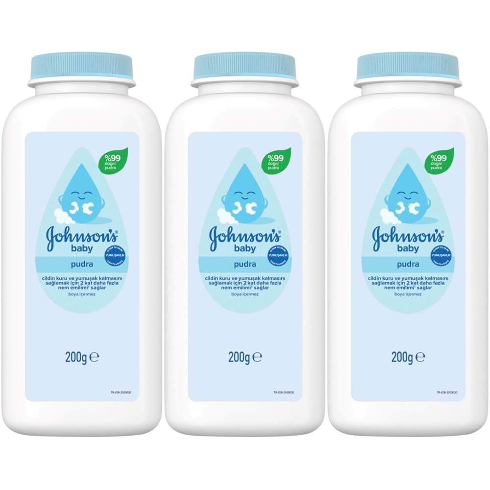 Johnsons Baby Bebek Pudrası 200GR Klasik (%99 Doğal) (3 Lü Set)