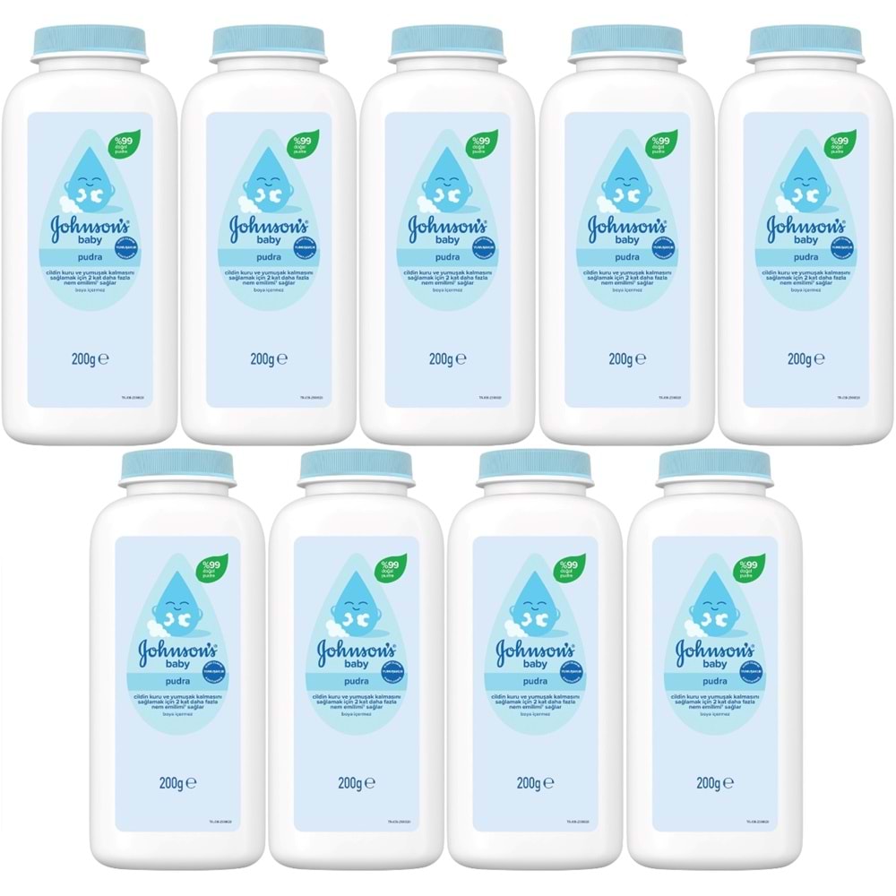 Johnsons Baby Bebek Pudrası 200GR Klasik (%99 Doğal) (9 Lu Set)