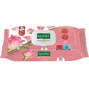 Komili Islak Havlu Mendil 90 Yaprak Gül Kokulu (24 Lü Set) Pratik Kapaklı (2160 Yaprak)