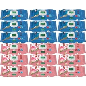 Komili Islak Havlu Mendil 90 Yaprak Karma 18 Li Set (Okyanus Esintisi-Gül Kokulu) 1620 Yaprak