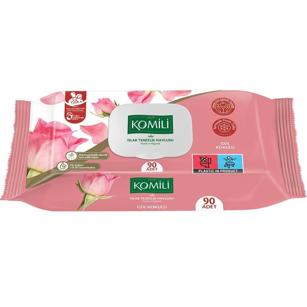 Komili Islak Havlu Mendil 90 Yaprak Karma 18 Li Set (Okyanus Esintisi-Gül Kokulu) 1620 Yaprak