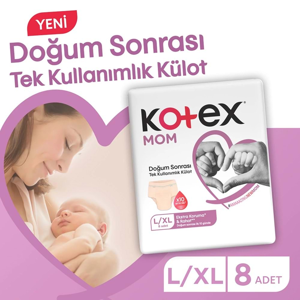 Kotex Mom Lohusa Külodu - Külot Bez L - Large - Büyük / XL - Extra Large - 24 Lü Set (3PK*8)