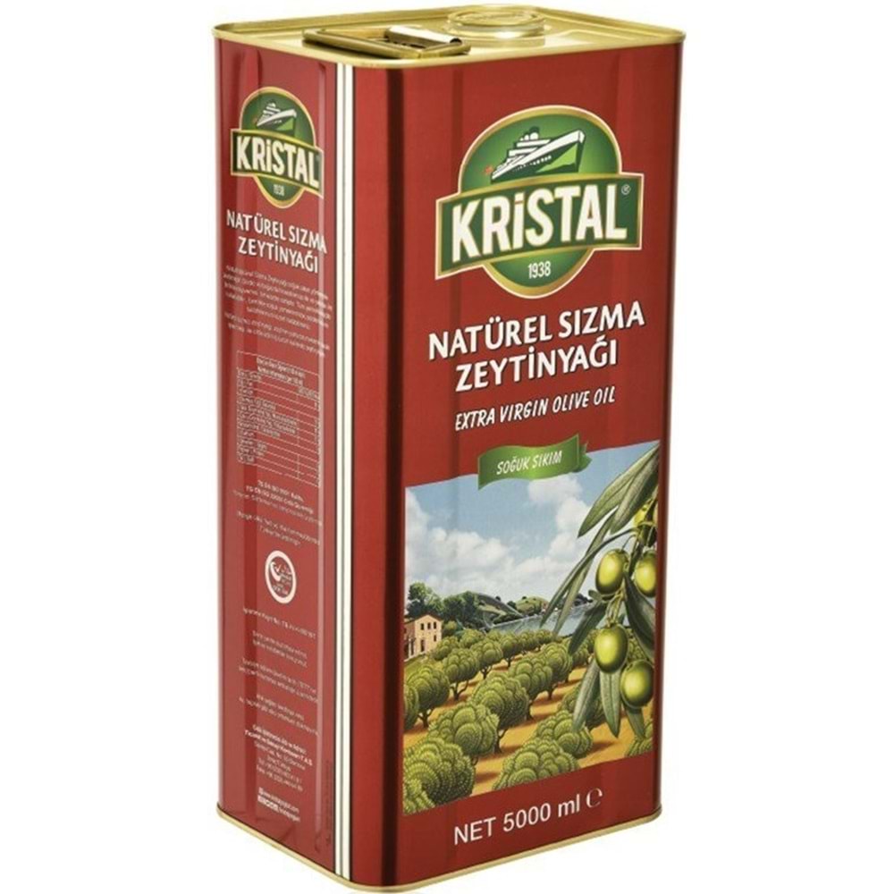 Kristal Zeytinyağı 20LT Natürel Sızma Soğuk Sıkım (Teneke) (4PK*5LT)