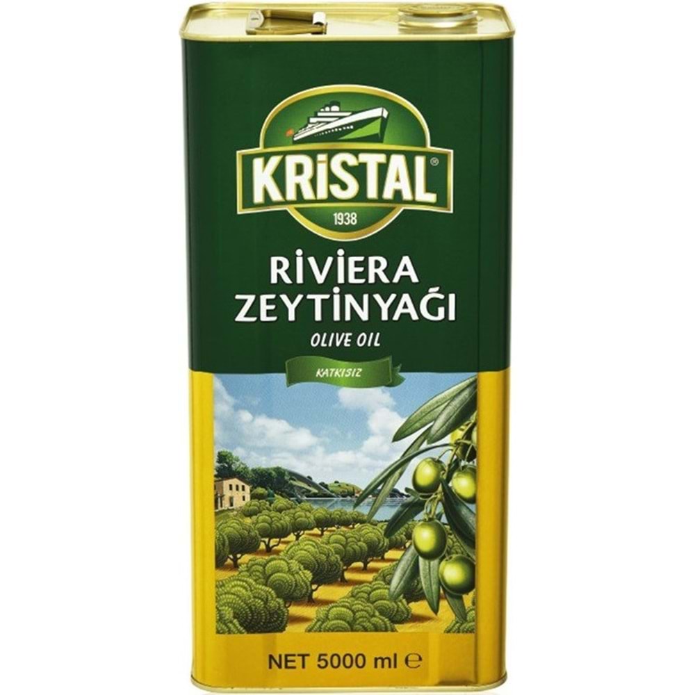 Kristal Zeytinyağı 20LT Natürel Sızma Soğuk Sıkım / Riviera (Teneke) (4PK*5LT)