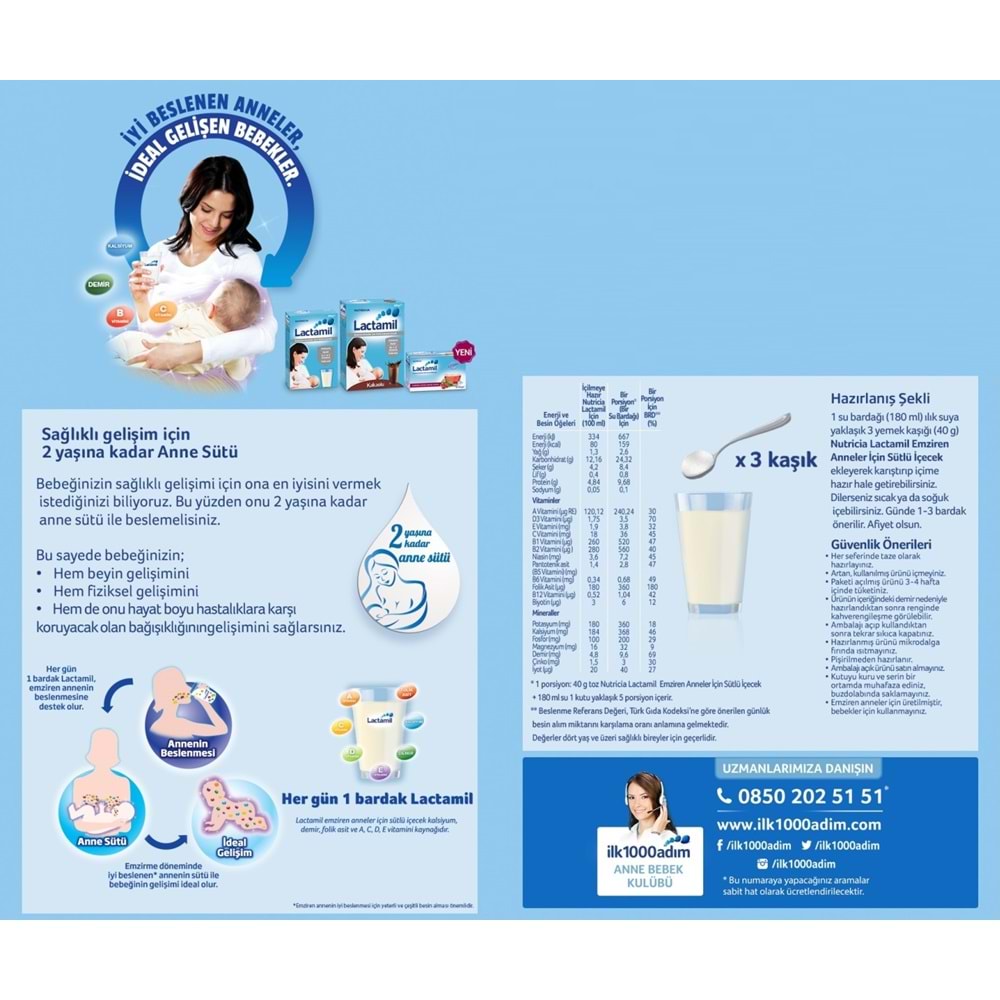 Nutrıcıa Lactamil 200GR (Emziren Anneler İçin Sütlü İçeçek) (4 Lü Set)