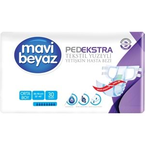Mavi Beyaz Ped Ekstra Tekstil Yüzeyli Bel Bantlı Yetişkin Bezi M - Medium - Orta 90 Adet
