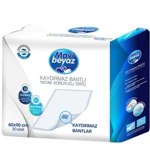 Mavi Beyaz Ped Emici Külot Yetişkin Bezi M -Medium Orta 120 Adet + Yatak Koruyucu Örtü 60*90CM 60Adt
