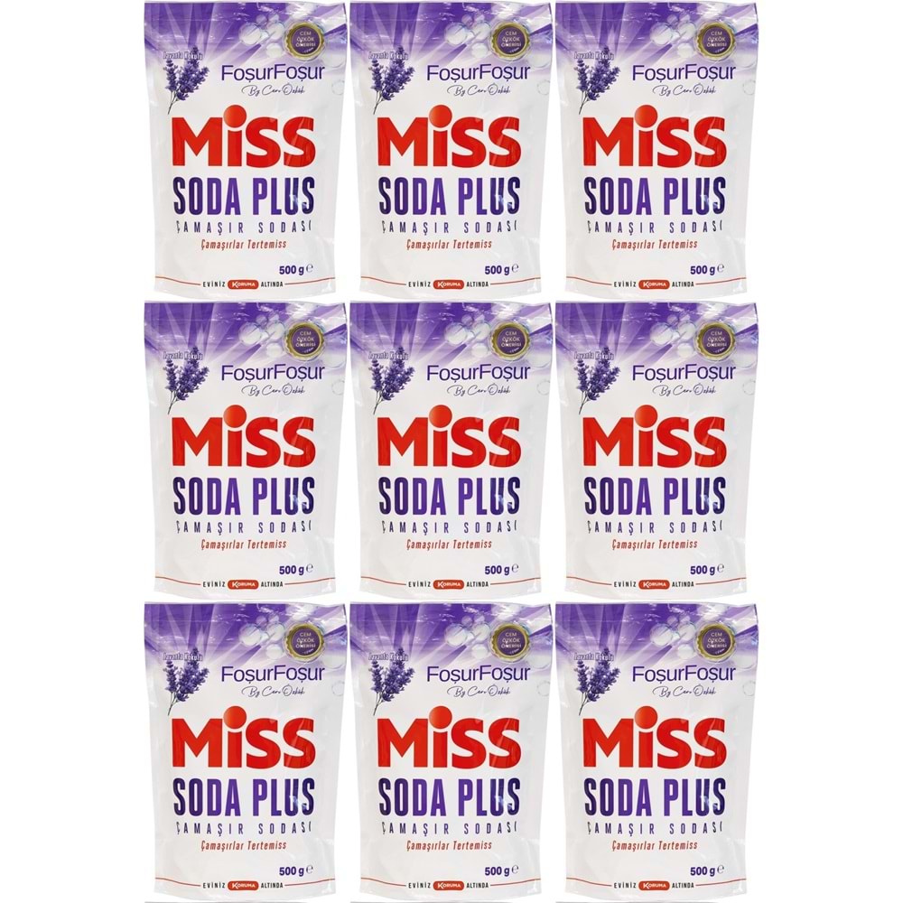Miss Soda Plus Çamaşır Sodası 500 GR Lavanta (9 Lu Set) Toplam 4500 GR