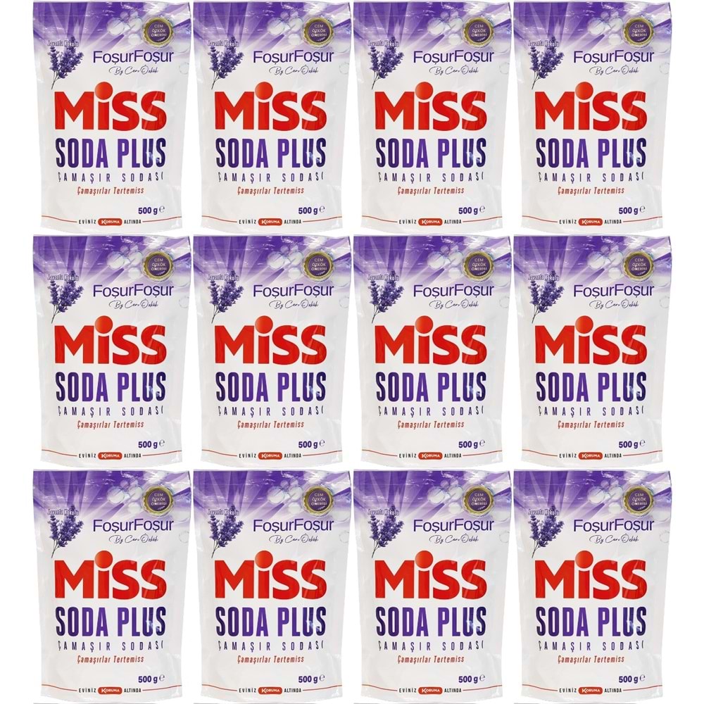 Miss Soda Plus Çamaşır Sodası 500 GR Lavanta (12 Li Set) Toplam 6000 GR