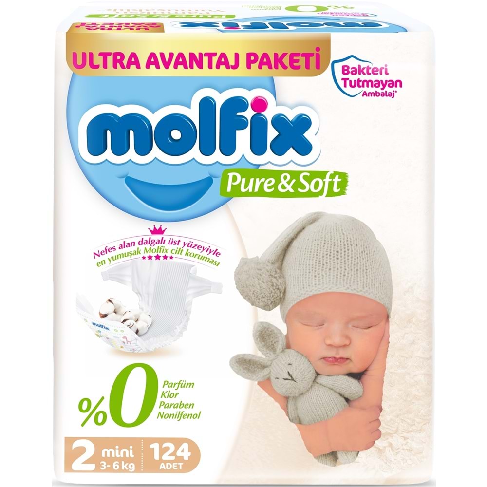 Molfix Pure&Soft Bebek Bezi Beden:2 (3-6Kg) Mini 496 Adet Mega Ultra Avantaj Pk