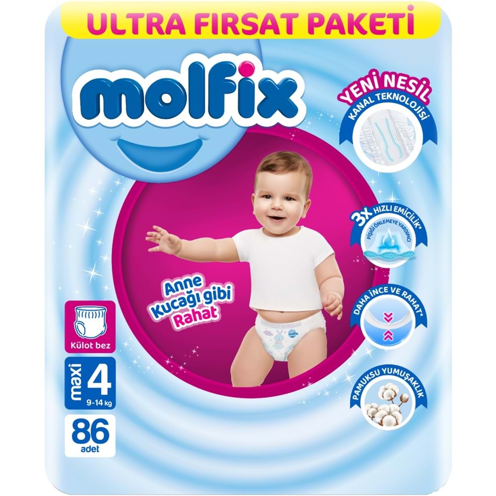 Molfix Külot Bebek Bezi Beden:4 (9-14Kg) Maxi 344 Adet Avantaj Ultra Fırsat Pk