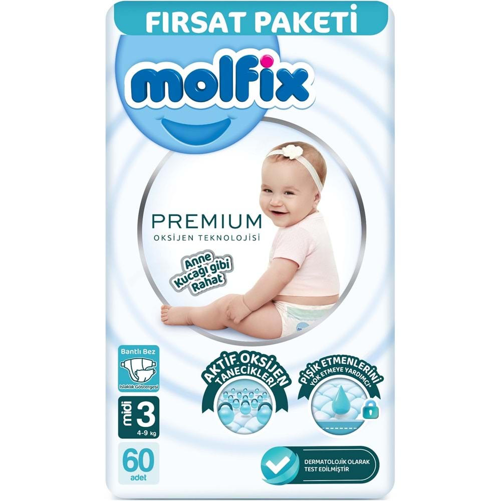 Molfix Premium Bebek Bezi 3 Beden 4-9 KG Midi 300 Adet MeGa Ultra Fırsat Pk