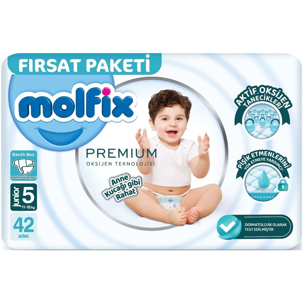 Molfix Premium Bebek Bezi Beden:5 (11-18KG) Junior 126 Adet Aylık Ultra Fırsat Pk