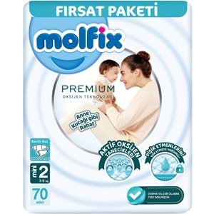 Molfix Premium Bebek Bezi Beden:2 (3-6KG) Mini 140 Ad Ekonomik Ultra Fırsat Pk+ 3 Adet Islak Mendil