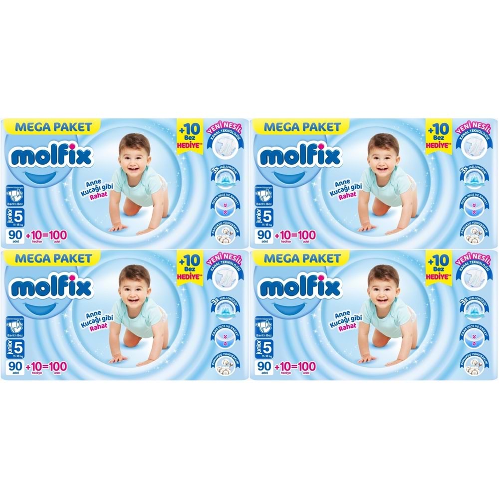 Molfix Bebek Bezi Beden:5 (11-18KG) Junior 400 Adet Mega Avantaj Fırsat Pk