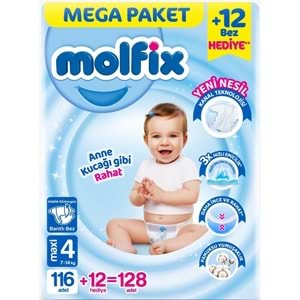 Molfix Bebek Bezi Beden:4 (7-14KG) Maxi 256 Adet Mega Ekonomik Fırsat Pk
