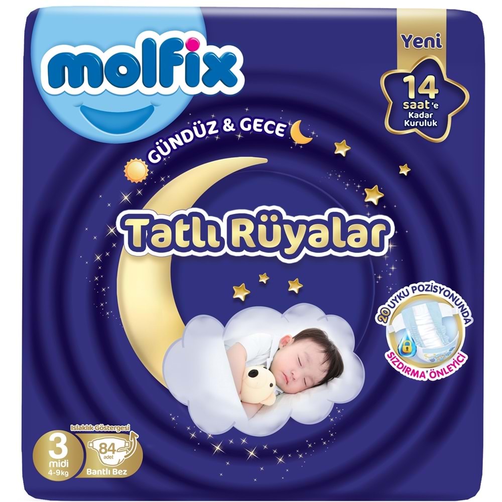Molfix Tatlı Rüyalar Bebek Bezi 3 Beden 4-9 KG Midi 504 Adet Ekstra Fırsat Pk