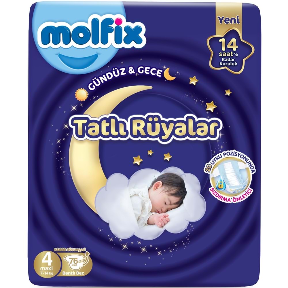 Molfix Tatlı Rüyalar Bebek Bezi 4 Beden 7-14 KG Maxi 380 Adet Mega Fırsat Pk