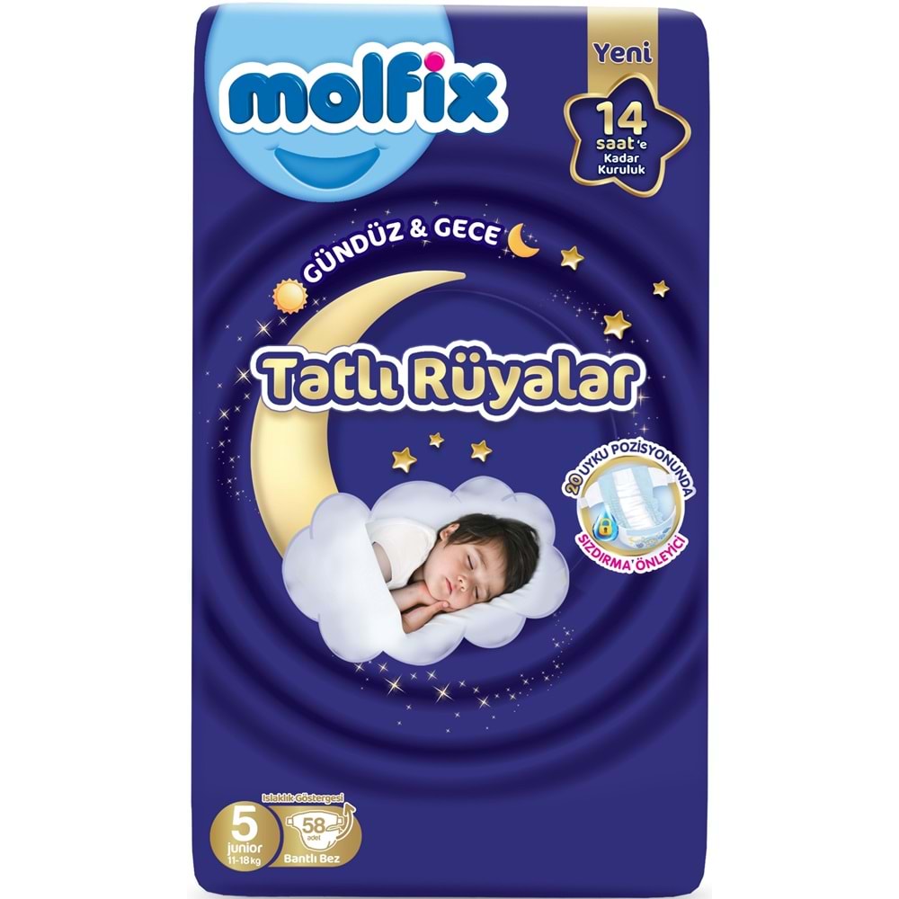 Molfix Tatlı Rüyalar Bebek Bezi 5 Beden 11-18 KG Junior 464 Adet Dev Ekonomik Fırsat Pk