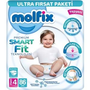 Molfix Premium Smart Fit Bebek Bezi 4 Beden 7-14 KG Maxi 344 Adet Avantaj Ultra Fırsat Pk