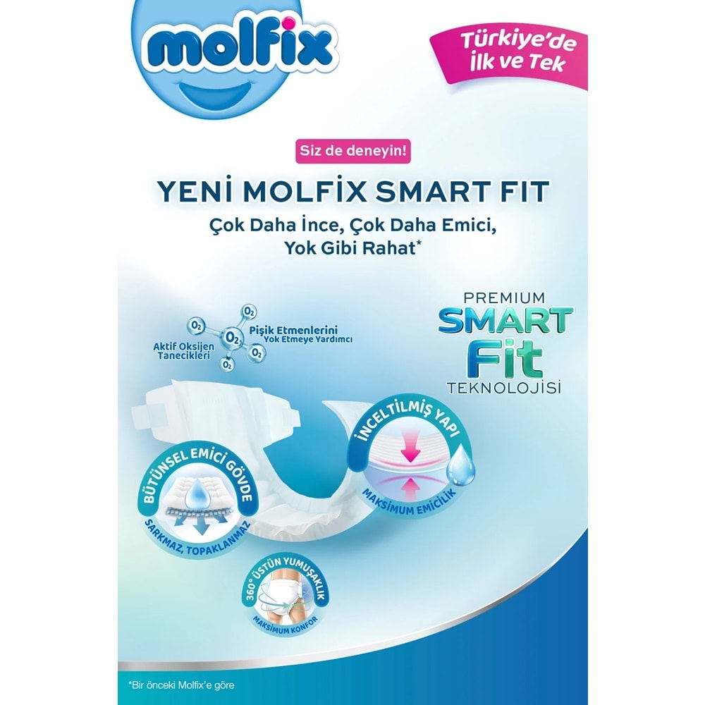 Molfix Premium Smart Fit Bebek Bezi 6 Beden 15+ KG Extra Large 324 Adet Ekstra Ultra Fırsat Pk