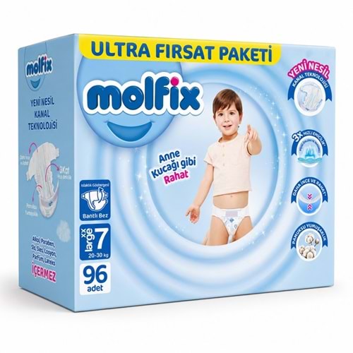 Molfix Bebek Bezi 7 Beden 20-30 KG XX Large 96 Adet Ultra Ekonomik Fırsat Pk