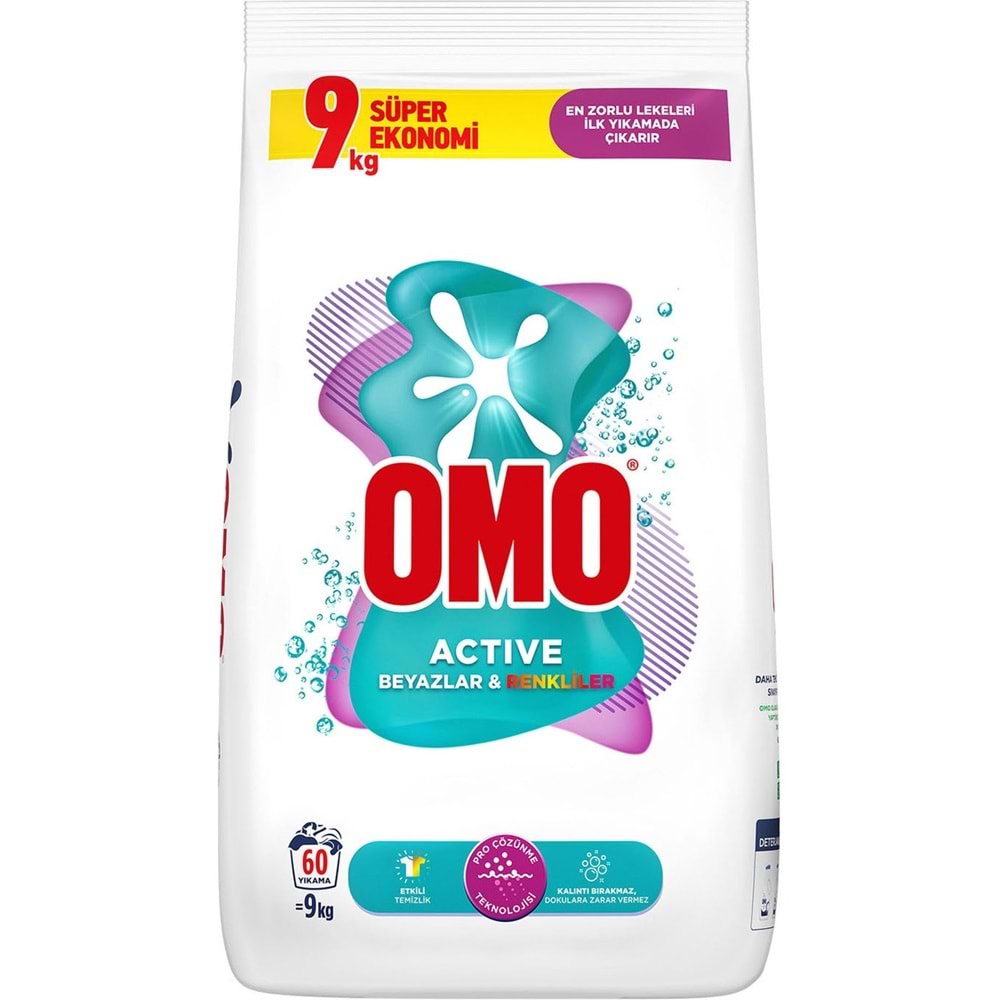 Omo Matik Toz Çamaşır Deterjanı 9KG Beyazlar ve Renkliler (60 Yıkama) + 10KG Canlı Renkler