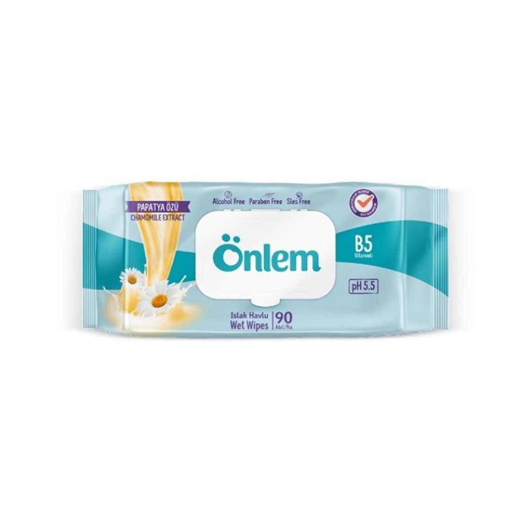 Önlem Islak Havlu Mendil 90 Yaprak Papatya Özü (3 Lü Set) Plastik Kapaklı 270 Yaprak