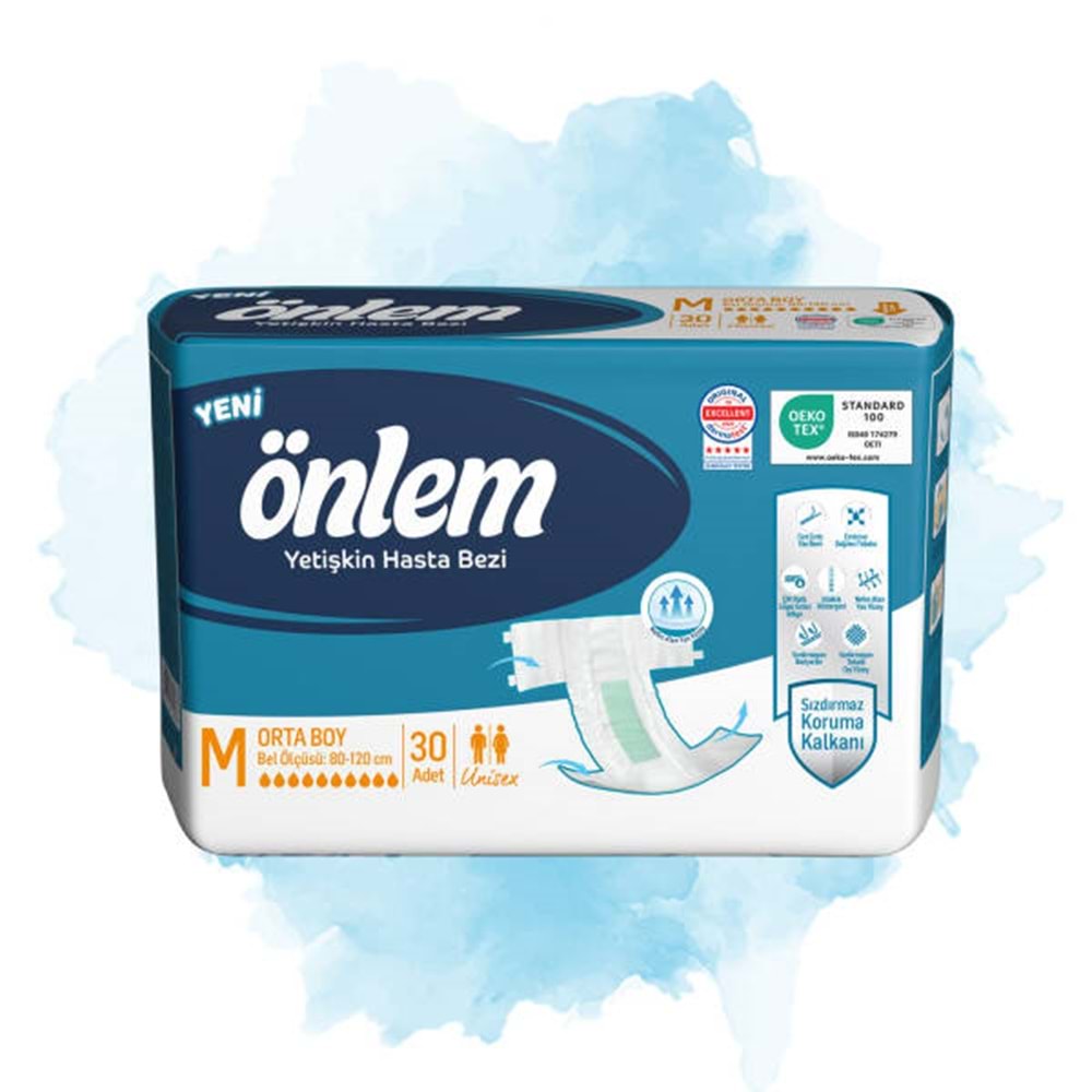 Önlem Hasta Bezi Bel Bantlı Tekstil Yüzey M - Medium - Orta 90 Adet (3PK*30)