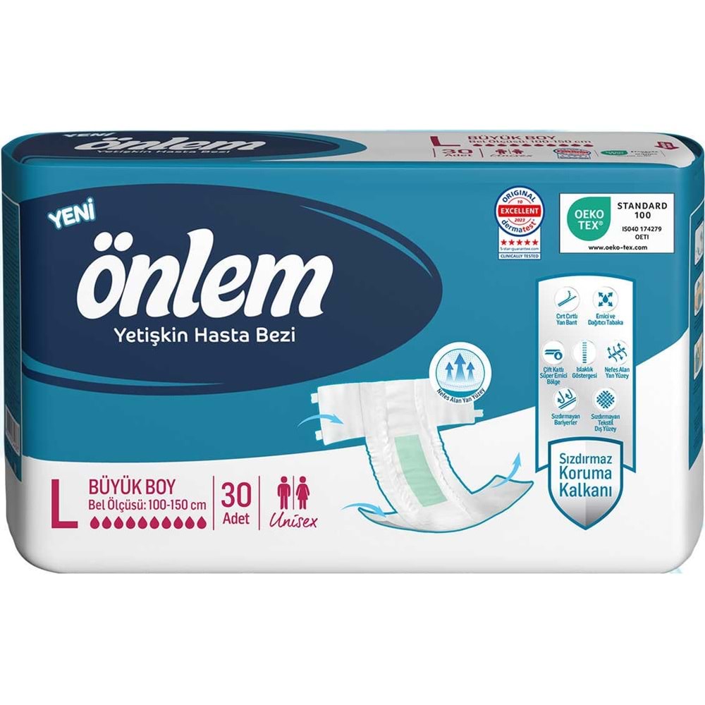 Önlem Hasta Bezi Bel Bantlı Tekstil Yüzey L - Large - Büyük 150 Adet (5PK*30)
