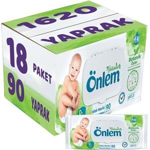 Önlem Islak Havlu Mendil 90 Yaprak Botanika Özlü (18 Li Set) Plastik Kapaklı 1620 Yaprak