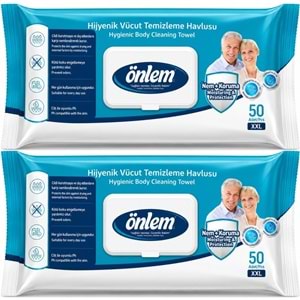 Önlem Hijyenik Vücut Temizleme Islak Mendil Havlu 100 Yaprak (2PK*50)