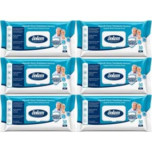 Önlem Hijyenik Vücut Temizleme Islak Mendil Havlu 300 Yaprak (6PK*50)