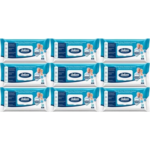 Önlem Hijyenik Vücut Temizleme Islak Mendil Havlu 450 Yaprak (9PK*50)