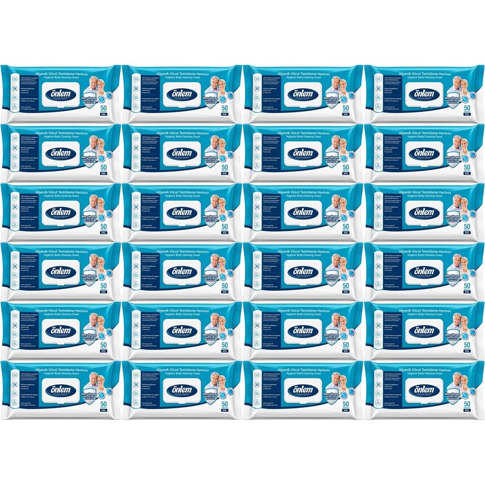 Önlem Hijyenik Vücut Temizleme Islak Mendil Havlu 1200 Yaprak (24PK*50)