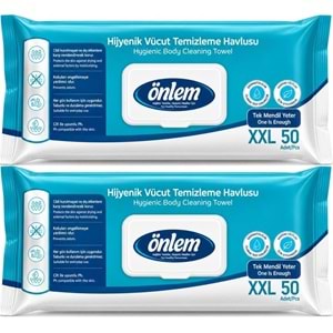 Önlem Hijyenik Vücut Temizleme Islak Mendil Havlu 100 Yaprak (Ebat XXL) (2PK*50)