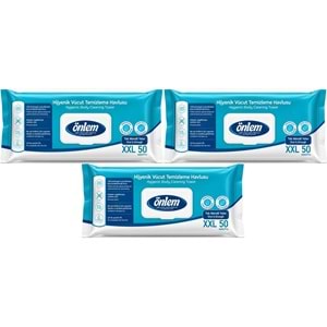 Önlem Hijyenik Vücut Temizleme Islak Mendil Havlu 150 Yaprak (Ebat XXL) (3PK*50)