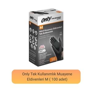 Only Evo Beyond Glove Nitril Siyah Pudrasız Muayene Eldiveni 200 Lü Set M - Medium - Orta (2PK*100)