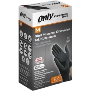 Only Evo Beyond Glove Nitril Siyah Pudrasız Muayene Eldiveni 500 Lü Set M - Medium - Orta (5PK*100)