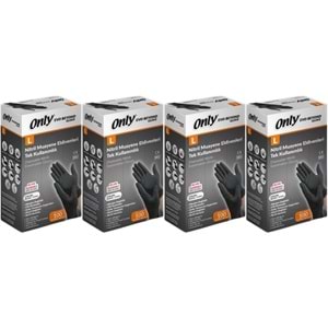 Only Evo Beyond Glove Nitril Siyah Pudrasız Muayene Eldiveni 400 Lü Set L - Large - Büyük (4PK*100)
