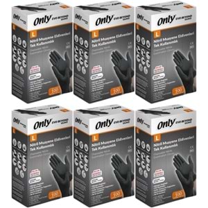 Only Evo Beyond Glove Nitril Siyah Pudrasız Muayene Eldiveni 600 Lü Set L - Large - Büyük (6PK*100)