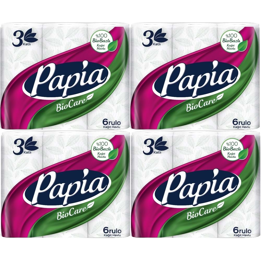 Papia Kağıt Havlu (3 Katlı) 24 Lü Set Bio Care (4PK*6)
