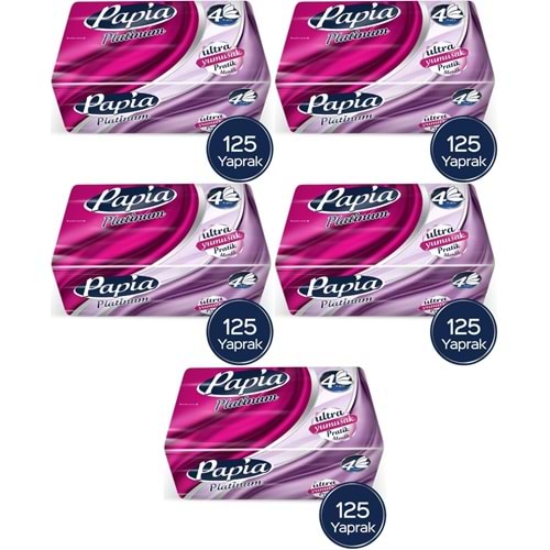 Papia Platinum Pratik Mendil 125 Yaprak (4 Katlı) 625 Yaprak (5PK*125)