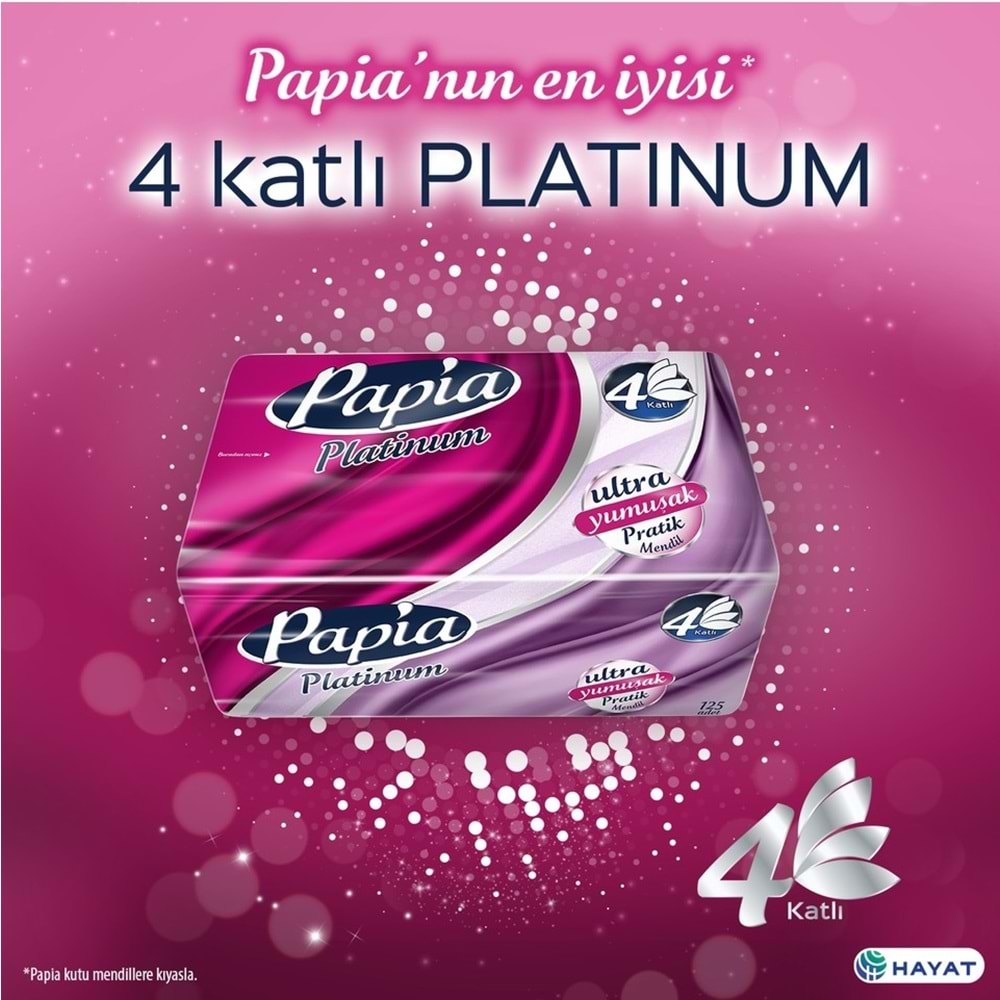 Papia Platinum Pratik Mendil 125 Yaprak (4 Katlı) 1125 Yaprak (9PK*125)